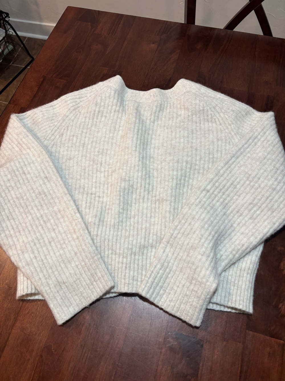 Weekday Grey Ribbed Button-Front Cardigan - Picture 3 of 4